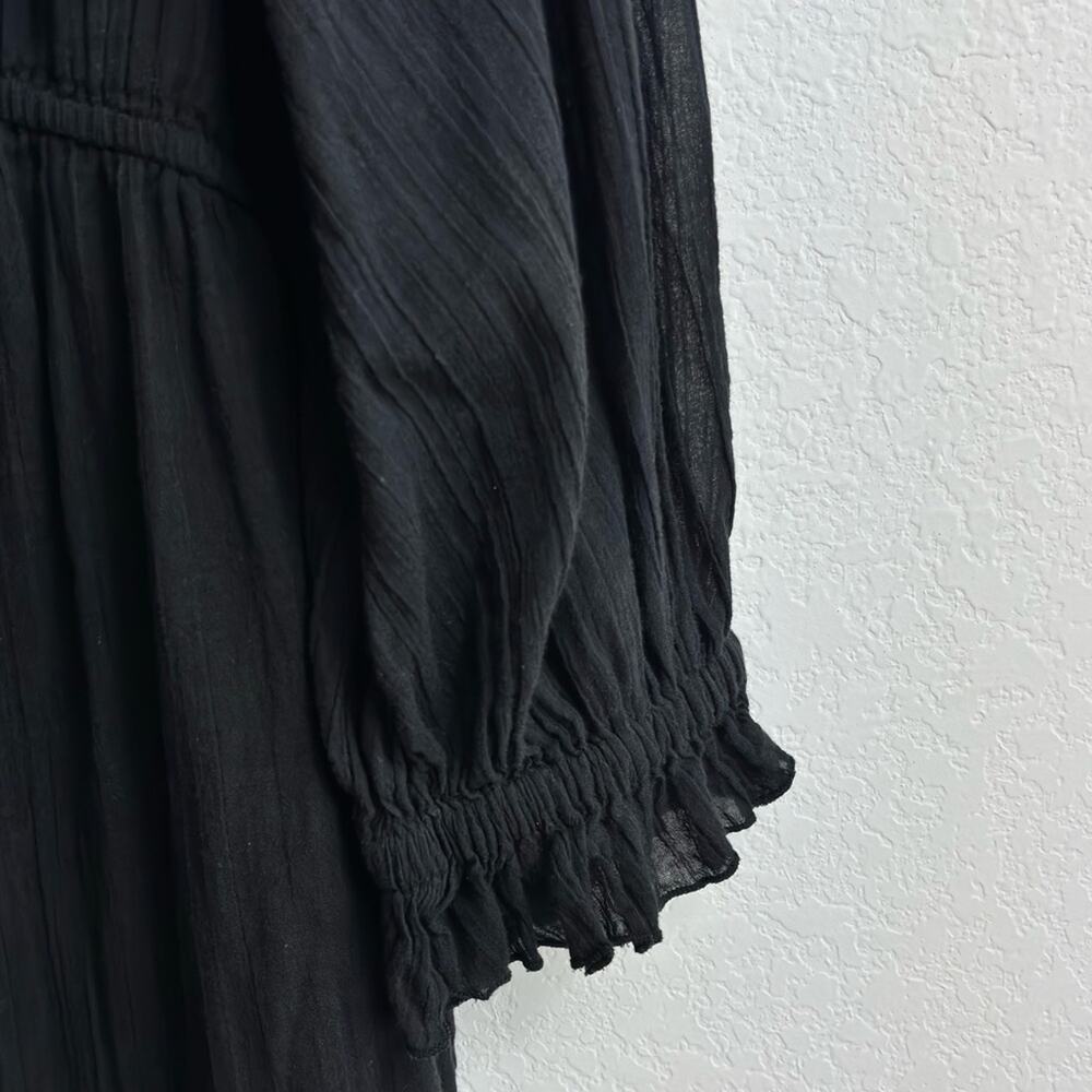 FREE PEOPLE WOMEN'S BLACK V-NECK SHORT MINI BEACH OR CASUAL DRESS SIZE MEDIUM - Picture 6 of 6
